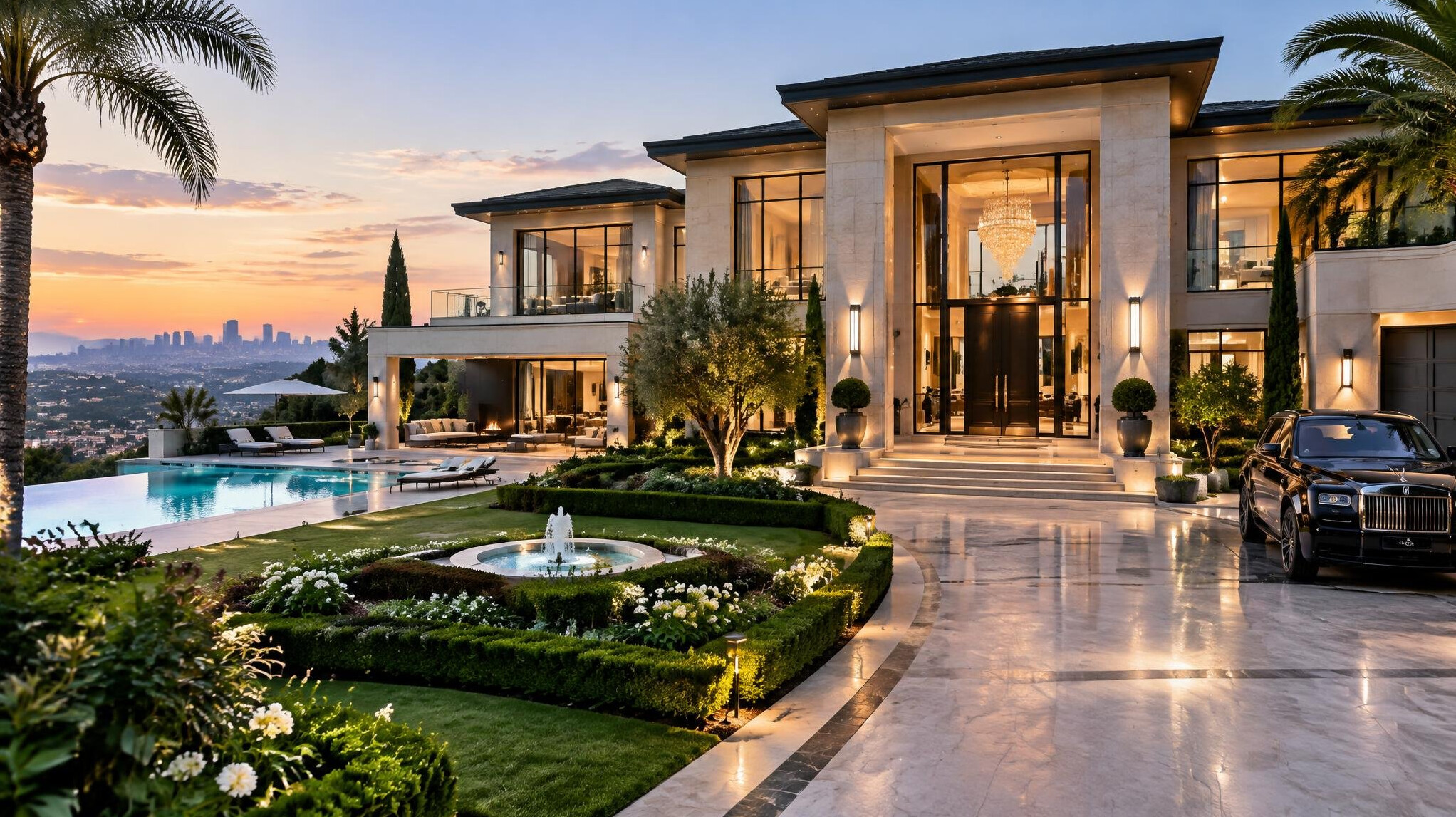 luxury celebrity mansion exterior